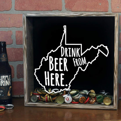 West Virginia Drink Beer From Here Beer Cap Shadow Box