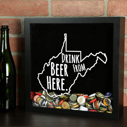 West Virginia Drink Beer From Here Beer Cap Shadow Box