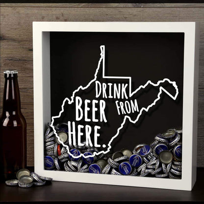 West Virginia Drink Beer From Here Beer Cap Shadow Box