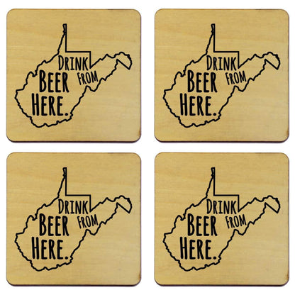 West Virginia Drink Beer From Here Coasters