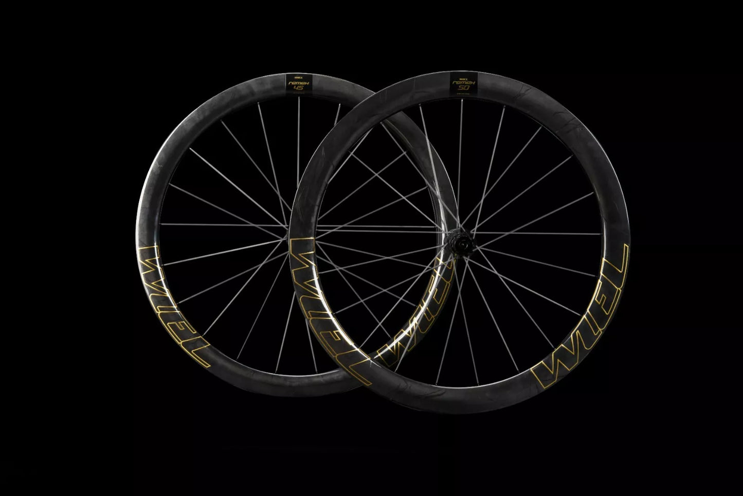 WIEL Carbon Tubeless Clincher Disc Brake 1290g Wheelset-Gold/Black Logo