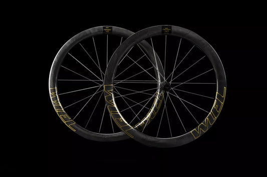 WIEL Carbon Tubeless Clincher Disc Brake 1290g Wheelset-Gold/Black Logo
