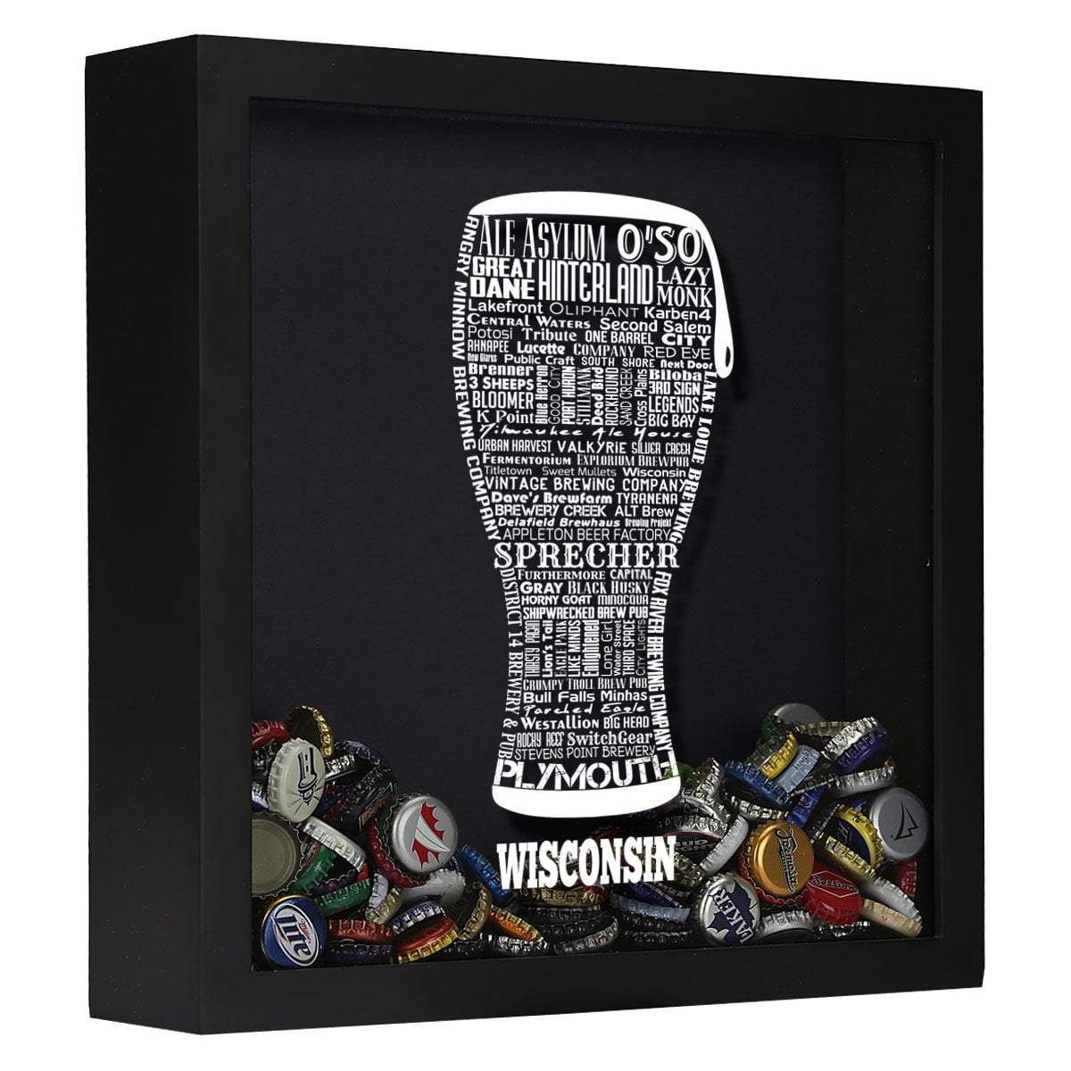 Wisconsin Beer Typography Shadow Box