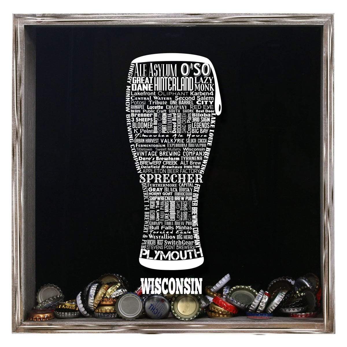Wisconsin Beer Typography Shadow Box