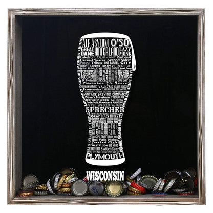 Wisconsin Beer Typography Shadow Box