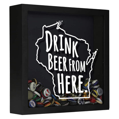 Wisconsin Drink Beer From Here Beer Cap Shadow Box