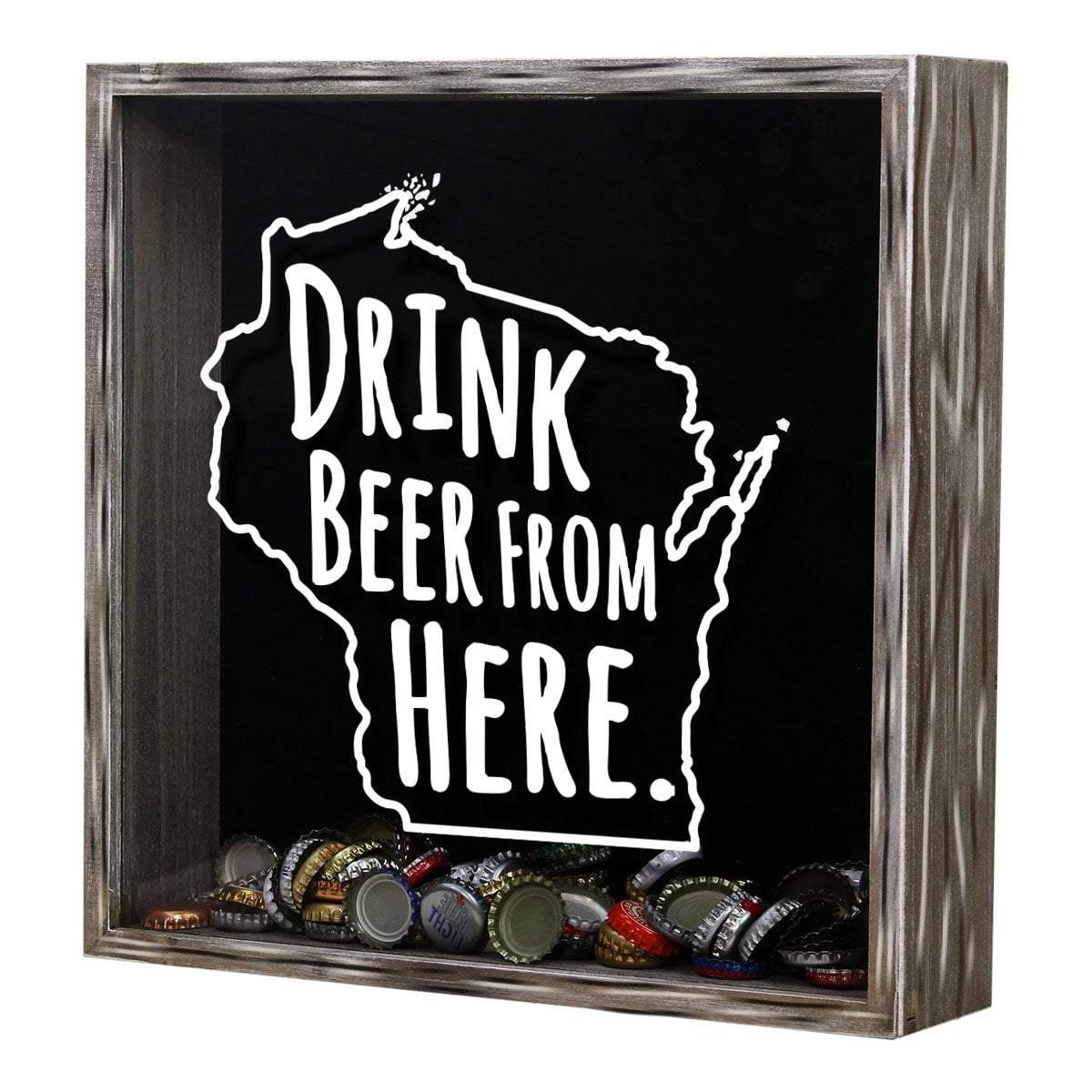Wisconsin Drink Beer From Here Beer Cap Shadow Box