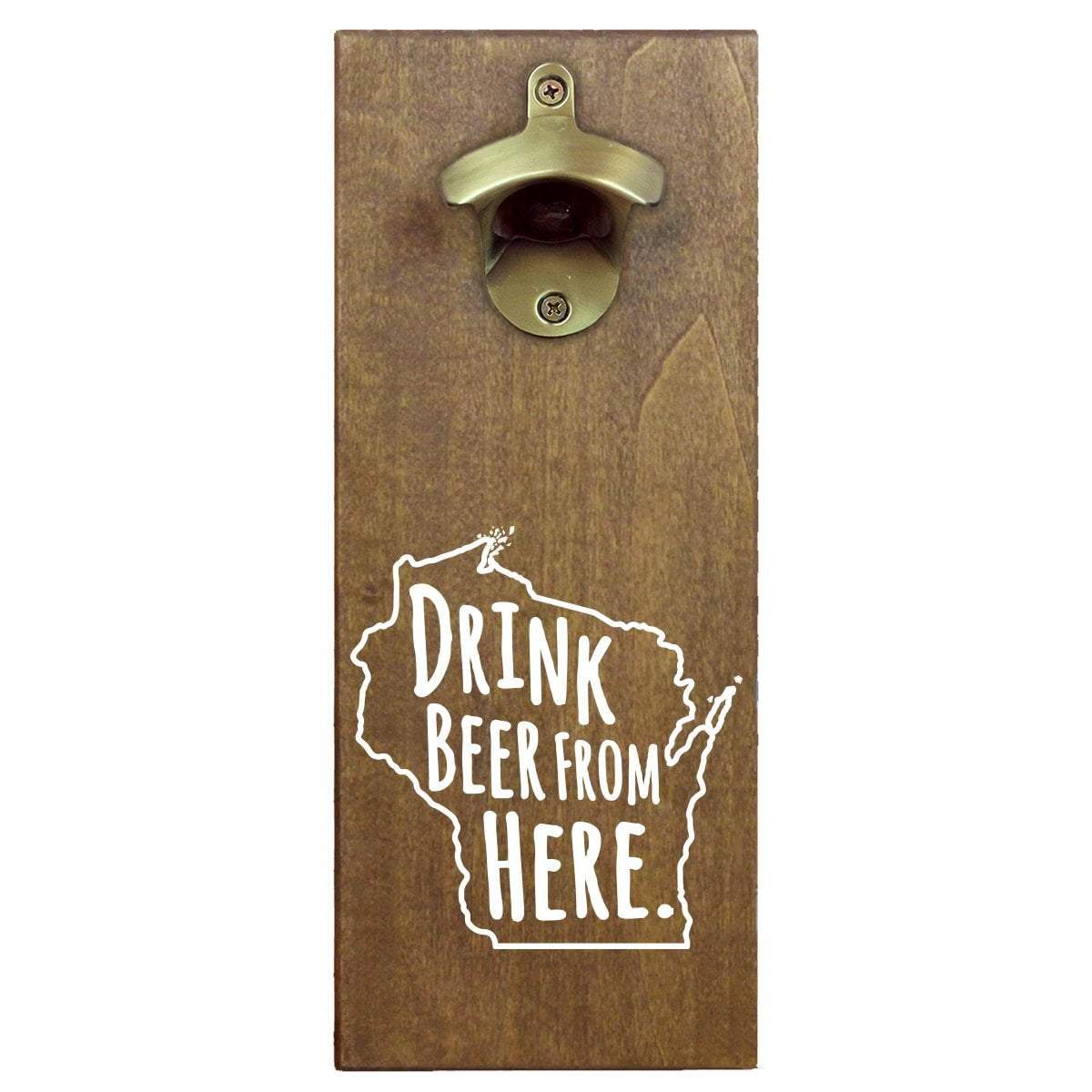 Wisconsin Drink Beer From Here Cap Catching Magnetic Bottle Opener