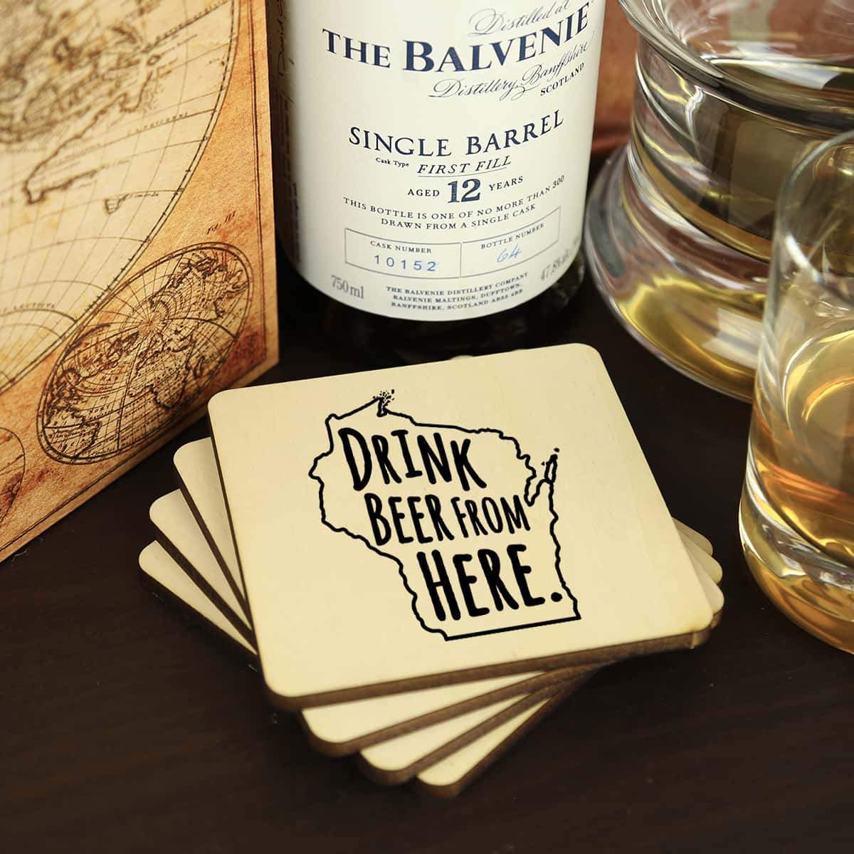 Wisconsin Drink Beer From Here Coasters