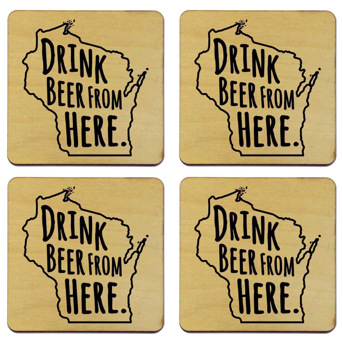 Wisconsin Drink Beer From Here Coasters