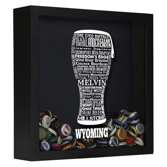 Wyoming Beer Typography Shadow Box