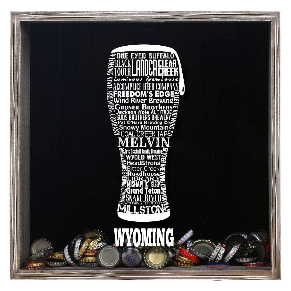 Wyoming Beer Typography Shadow Box