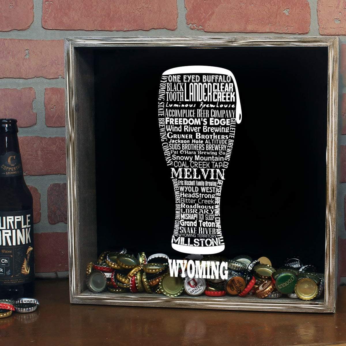 Wyoming Beer Typography Shadow Box