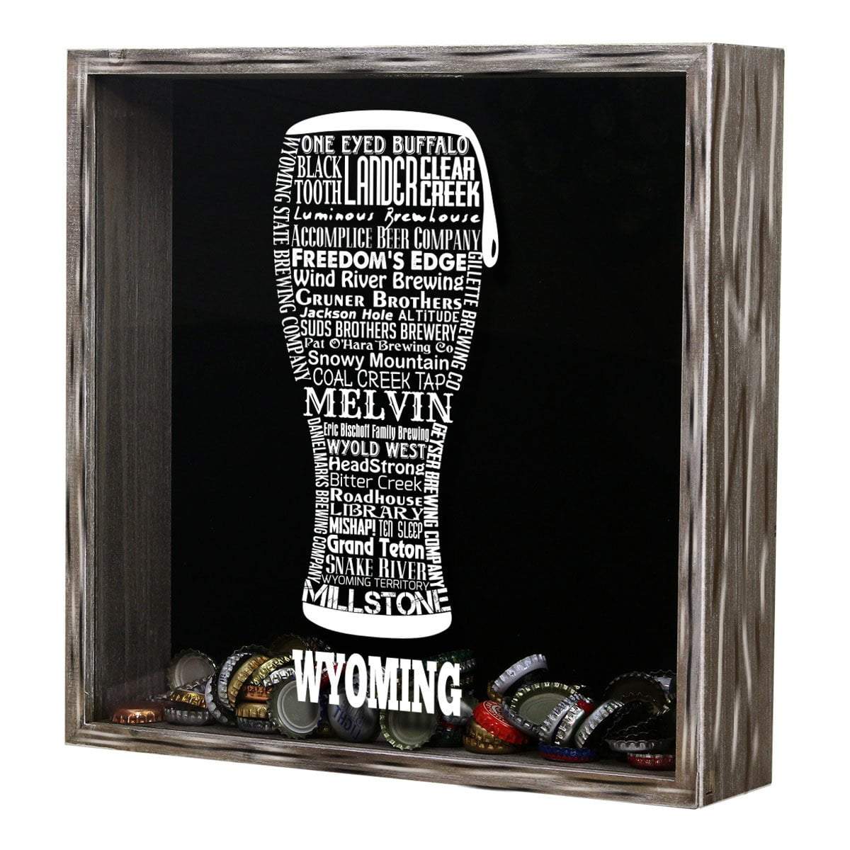 Wyoming Beer Typography Shadow Box
