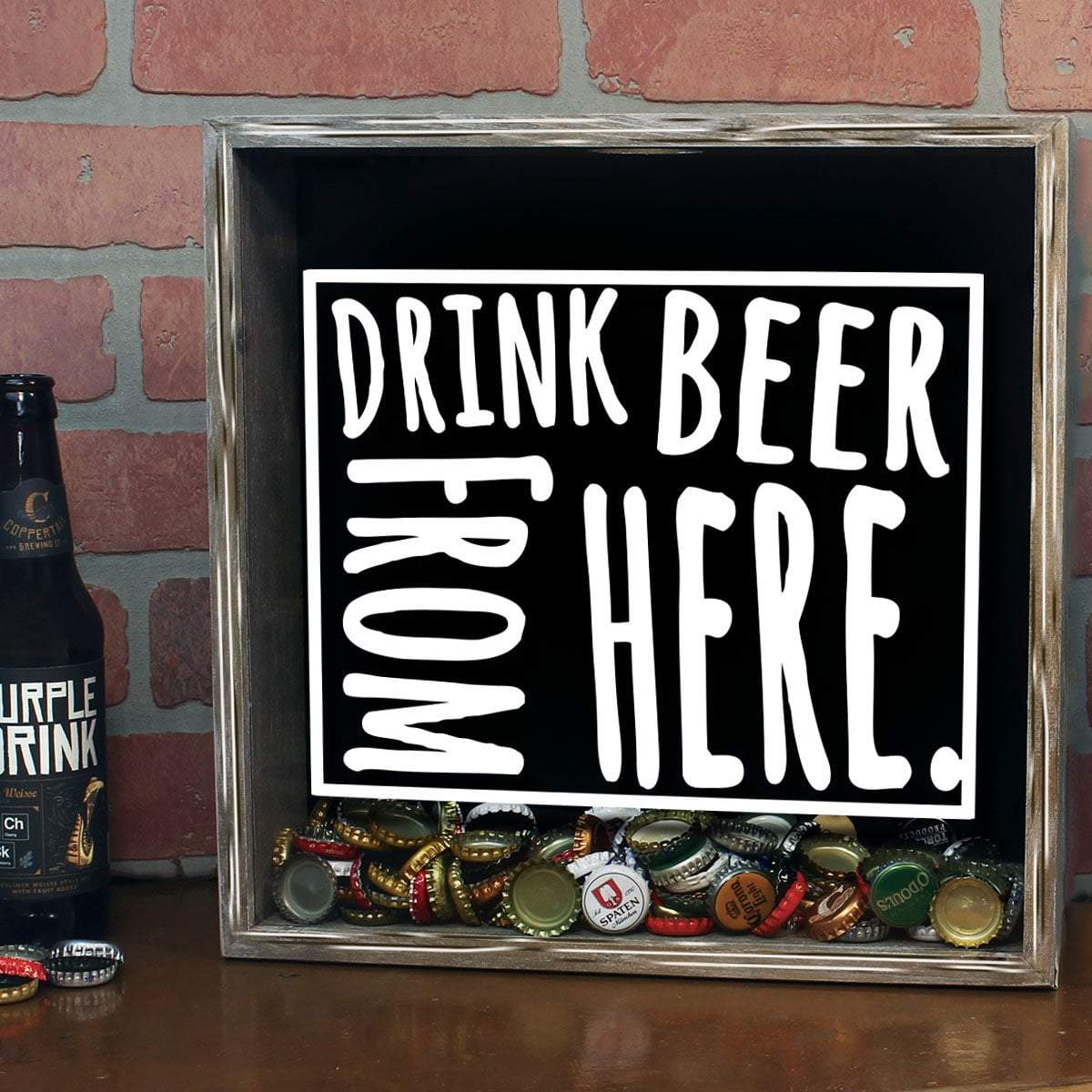 Wyoming Drink Beer From Here Beer Cap Shadow Box