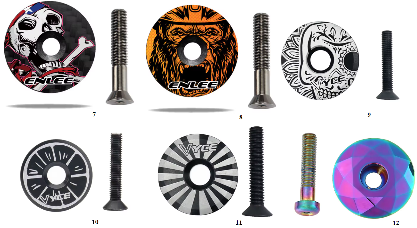 ENLEE Carbon Fiber Bowl Set With Screw Bike Headset Stem Top Cover For Front Fork Pipe Cycling Accessories MTB Bike Parts