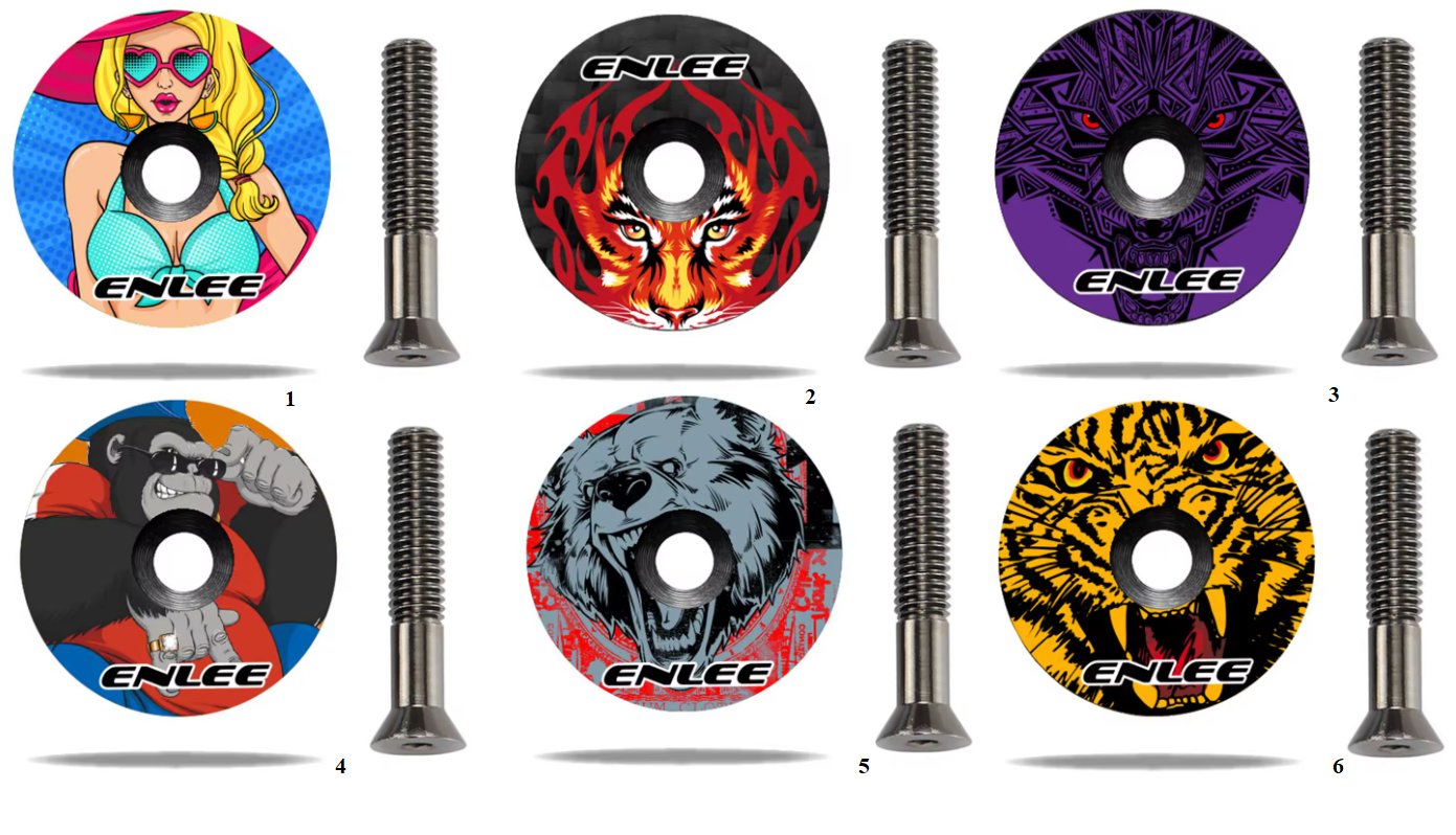 ENLEE Carbon Fiber Bowl Set With Screw Bike Headset Stem Top Cover For Front Fork Pipe Cycling Accessories MTB Bike Parts