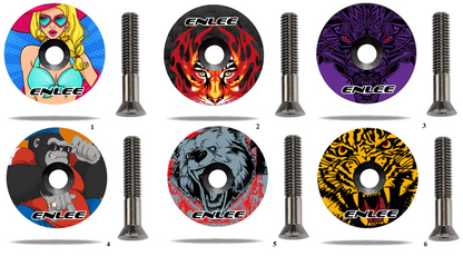 ENLEE Carbon Fiber Bowl Set With Screw Bike Headset Stem Top Cover For Front Fork Pipe Cycling Accessories MTB Bike Parts