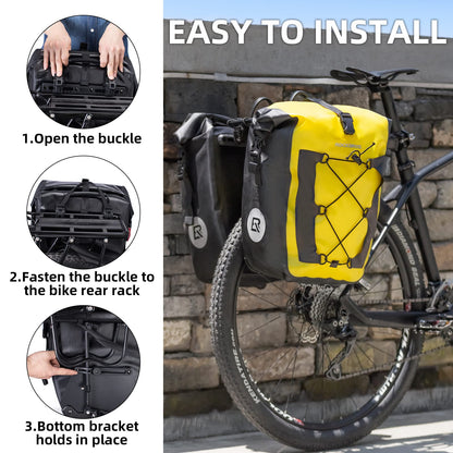 ROCKBROS Waterproof 27L Large Capacity Bike Rear Rack Bicycle Pannier Bag Waterproof
