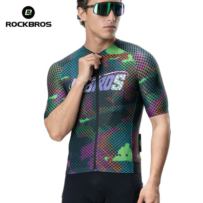 Men's Short Sleeve Cycling Jersey Reflective Quick-Dry Breathable